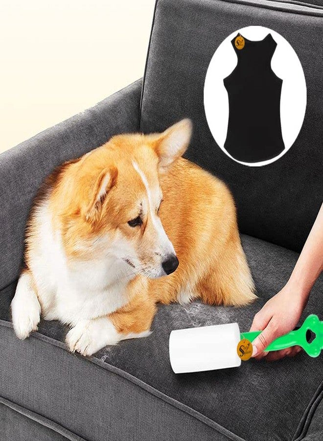 سايج سكوير تيشيرت قطني ناعم للكلاب من سيج سكوير مع بكرة لإزالة الوبر | ملابس مريحة وجيدة التهوية للكلاب ومجموعة بكرة لإزالة الوبر من ملابس الكلاب (مقاس كبير - 20 بوصة، أسود) - Image 4